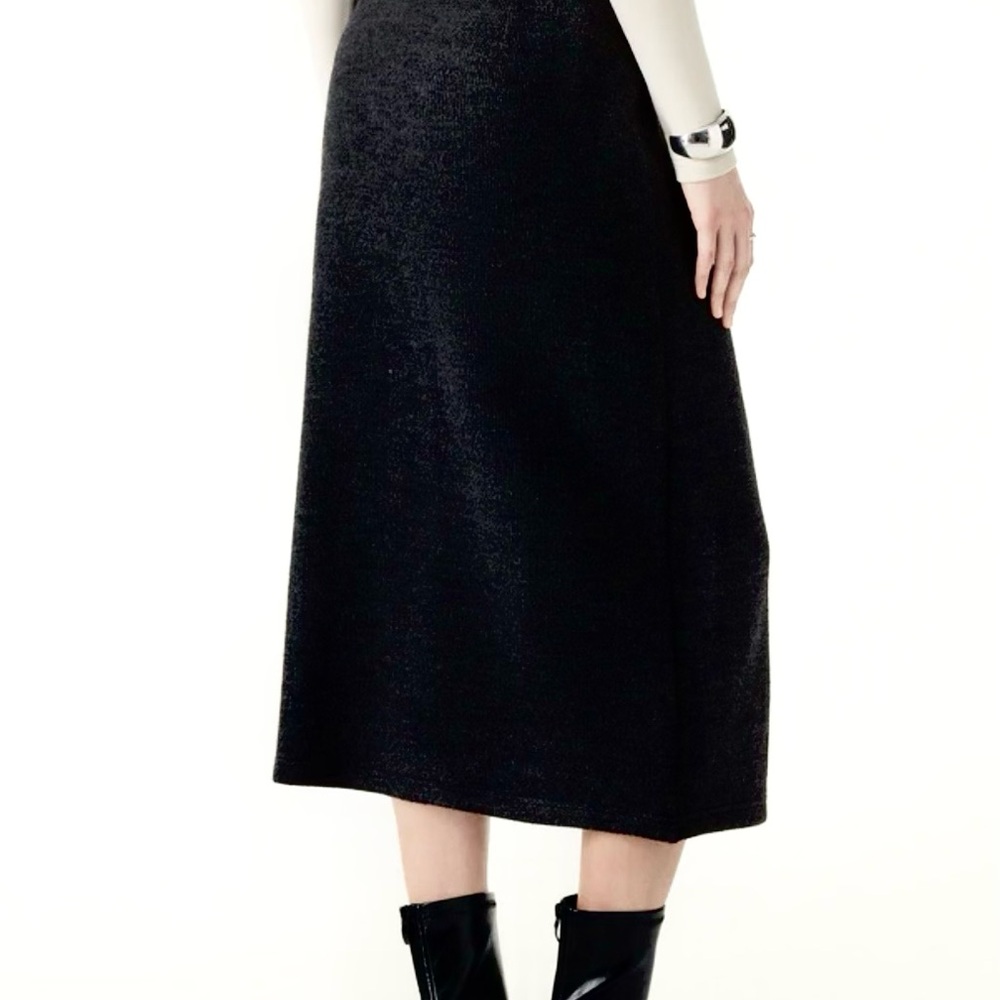 OGL Ribbed H-line Pull-on Midi Skirt- Black XL NWT